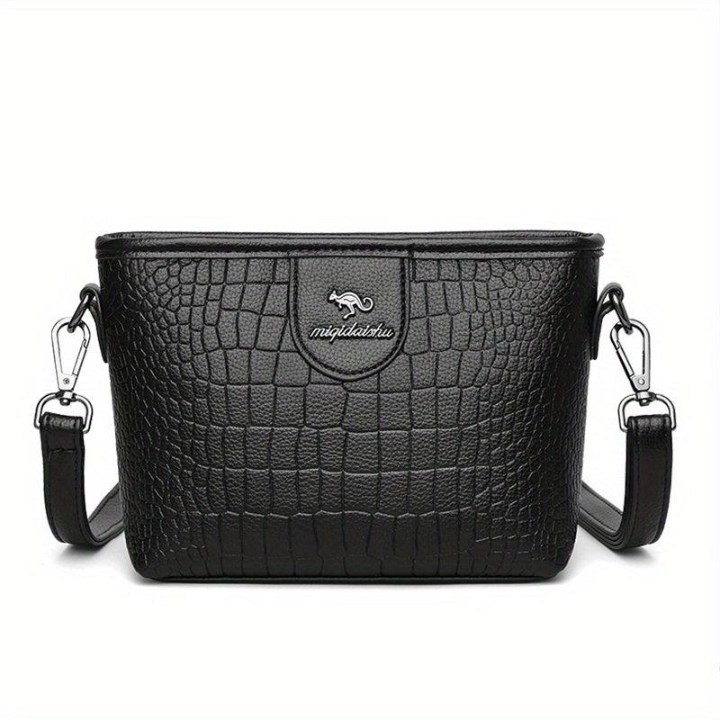Retro Crocodile Pattern Bucket Bag Women's Crossbody Bag