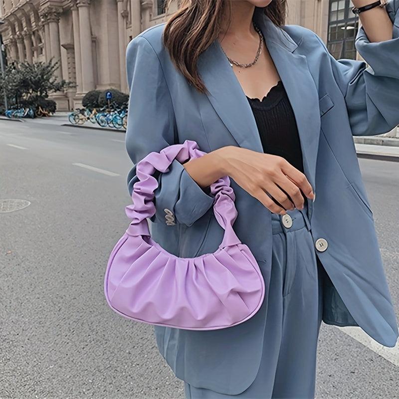 Pleated Cloud Underarm Bag PU Leather Purse