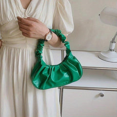 Pleated Cloud Underarm Bag PU Leather Purse