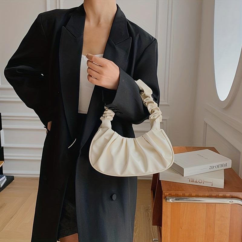 Pleated Cloud Underarm Bag PU Leather Purse