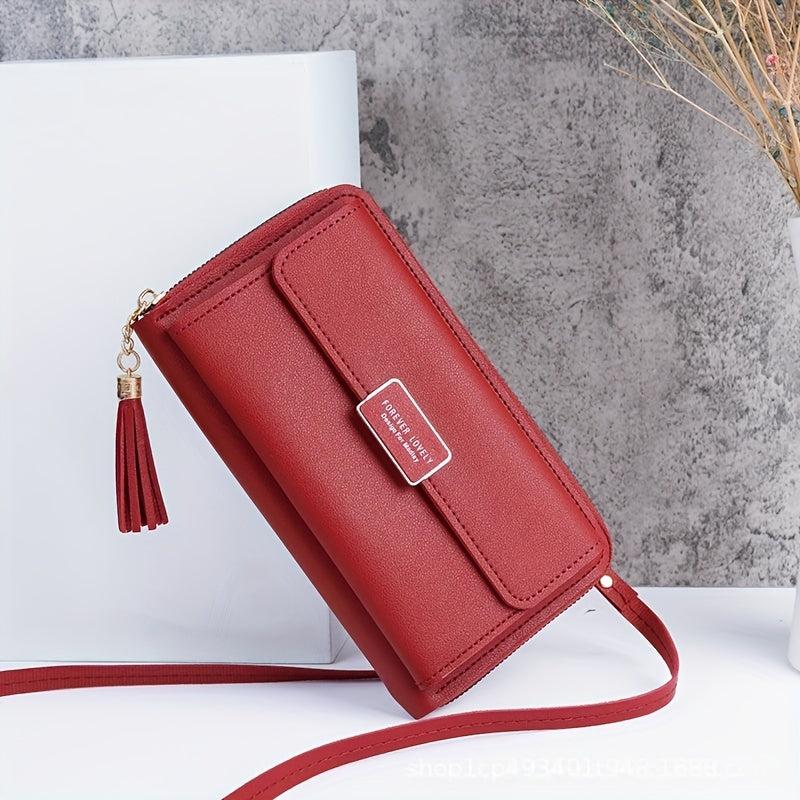 Tassel Decor Long Wallet Crossbody Bag Clutch Purse