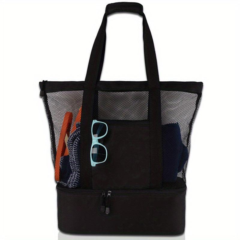 Large Capacity Mesh Wet/Dry Beach Bag Water-Resistant Tote for Travel Swimming