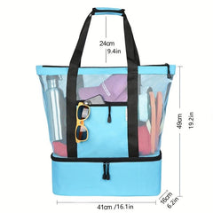Large Capacity Mesh Wet/Dry Beach Bag Water-Resistant Tote for Travel Swimming