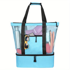 Large Capacity Mesh Wet/Dry Beach Bag Water-Resistant Tote for Travel Swimming