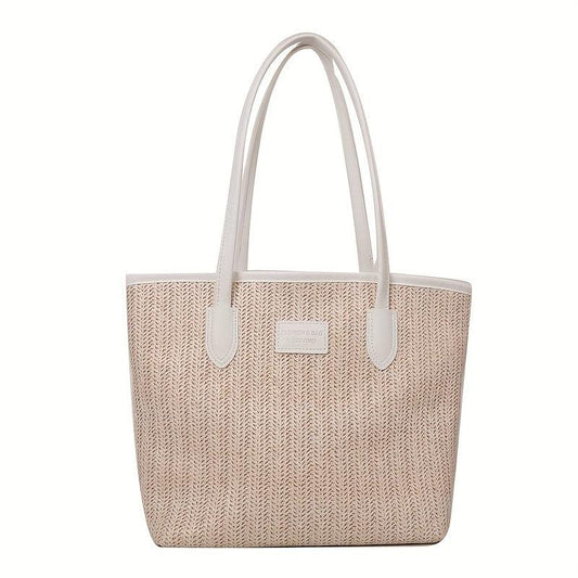 Minimalist Straw Shoulder Bag Summer Storage Woven Bag Office Bag