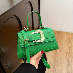 Crocodile Embossed Flap Shoulder Bag Solid Stylish Handbag