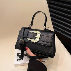 Crocodile Embossed Flap Shoulder Bag Solid Stylish Handbag