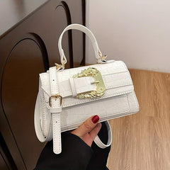 Crocodile Embossed Flap Shoulder Bag Solid Stylish Handbag