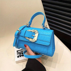 Crocodile Embossed Flap Shoulder Bag Solid Stylish Handbag