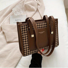 Houndstooth Pattern Bag Square Shoulder Handbag