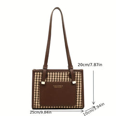 Houndstooth Pattern Bag Square Shoulder Handbag