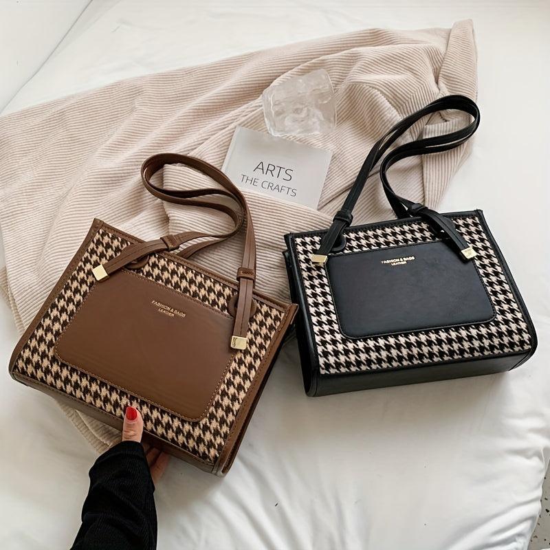 Houndstooth Pattern Bag Square Shoulder Handbag