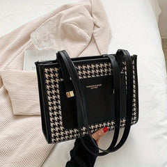 Houndstooth Pattern Bag Square Shoulder Handbag