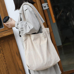 Corduroy Shoulder Bags Soft Reusable Handbags Large Capacity