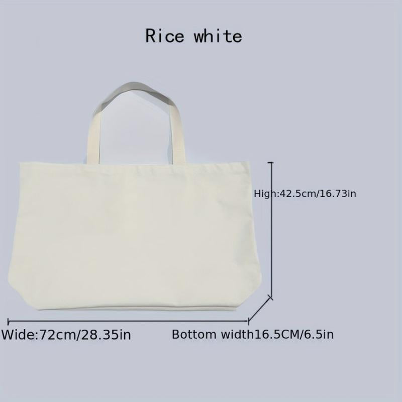 Letter Pattern Canvas Tote Bag Oversized Reusable Shopping Bag