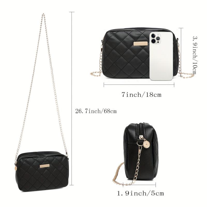Argyle Quilted Crossbody Bag Zipper Shoulder Bag For Women
