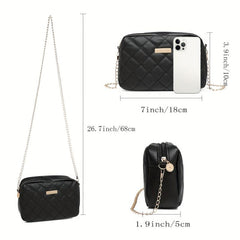 Argyle Quilted Crossbody Bag Zipper Shoulder Bag For Women