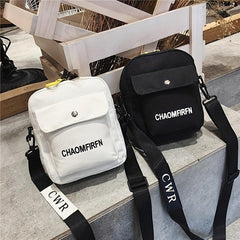 Canvas Crossbody Square Bag Women's Zipper Shoulder Bag