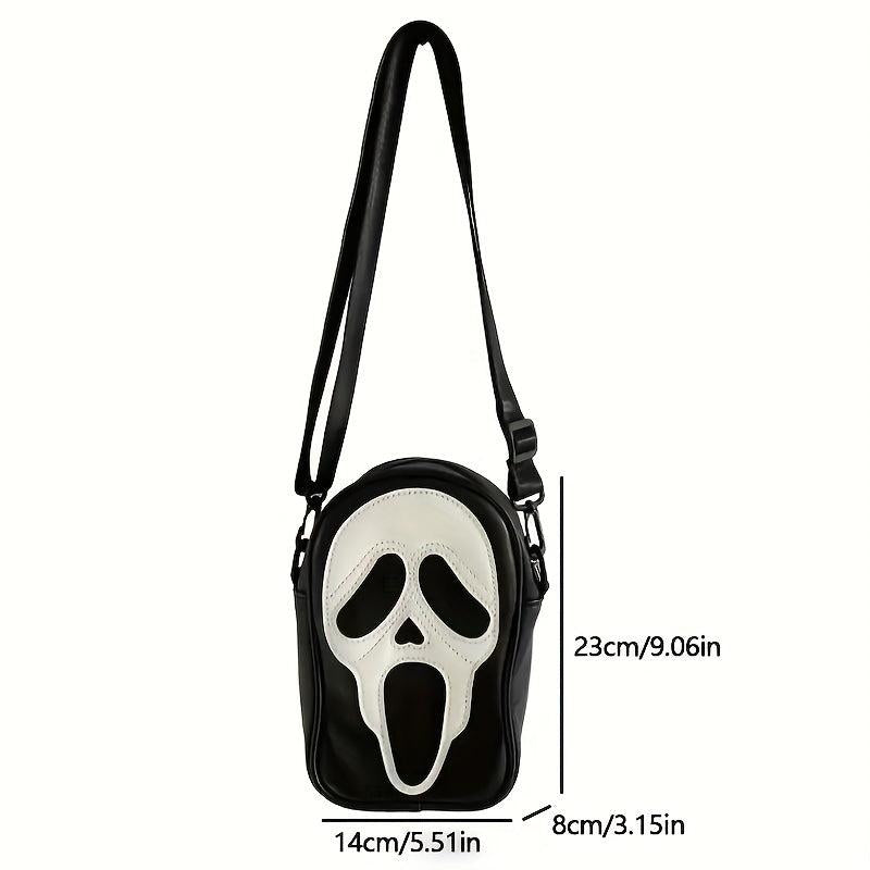 Ghost Skull Pattern Shoulder Bag Colorblock Hallowen Zipper Crossbody Bag