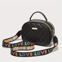 Quilted Love Letter Wide Strap Crossbody Bag