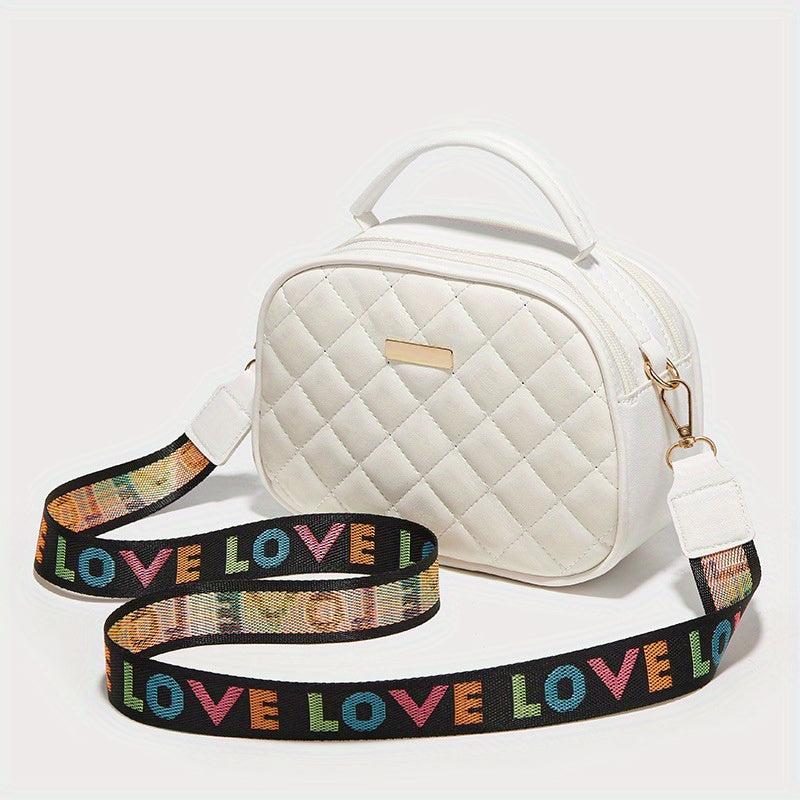 Quilted Love Letter Wide Strap Crossbody Bag