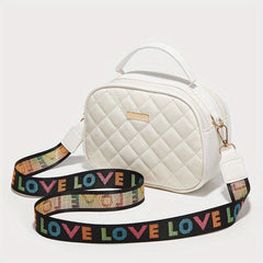 Quilted Love Letter Wide Strap Crossbody Bag