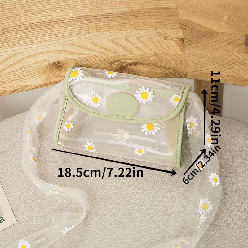 Printed Jelly Shoulder Bag PVC Transparent Stylish Crossbody Bag