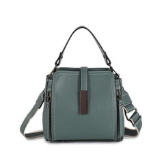 Leather Crossbody Bag Women's Buckle Decor Handbag Top Handle Satchel Purse