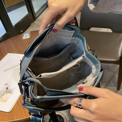 Leather Crossbody Bag Women's Buckle Decor Handbag Top Handle Satchel Purse