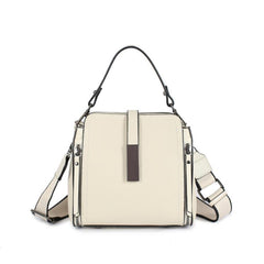 Leather Crossbody Bag Women's Buckle Decor Handbag Top Handle Satchel Purse