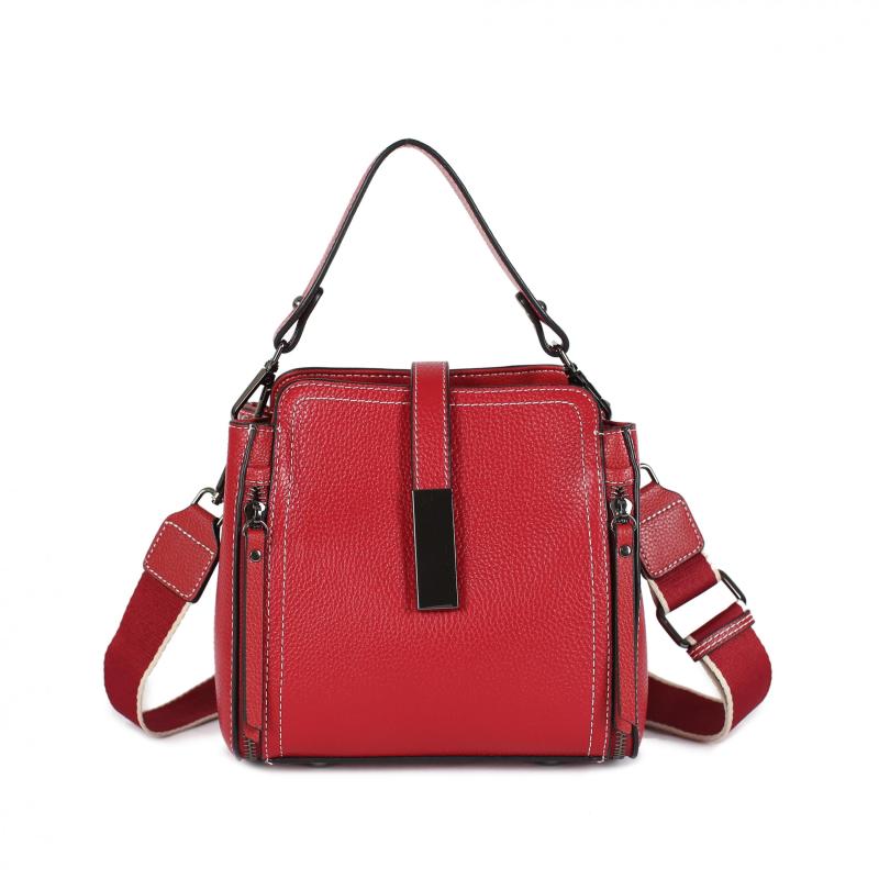 Leather Crossbody Bag Women's Buckle Decor Handbag Top Handle Satchel Purse