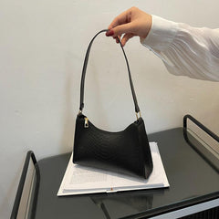 Y2K Crocodile Faux Leather Baguette Bag