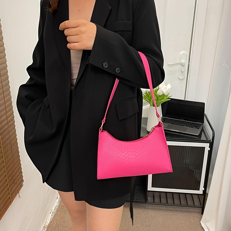 Y2K Crocodile Faux Leather Baguette Bag