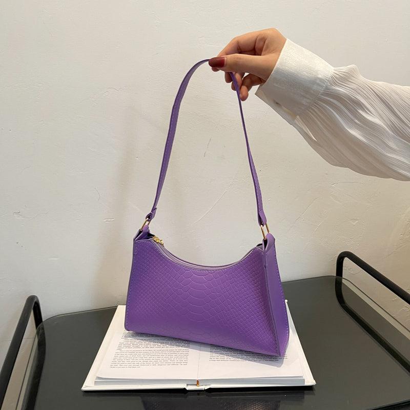 Y2K Crocodile Faux Leather Baguette Bag
