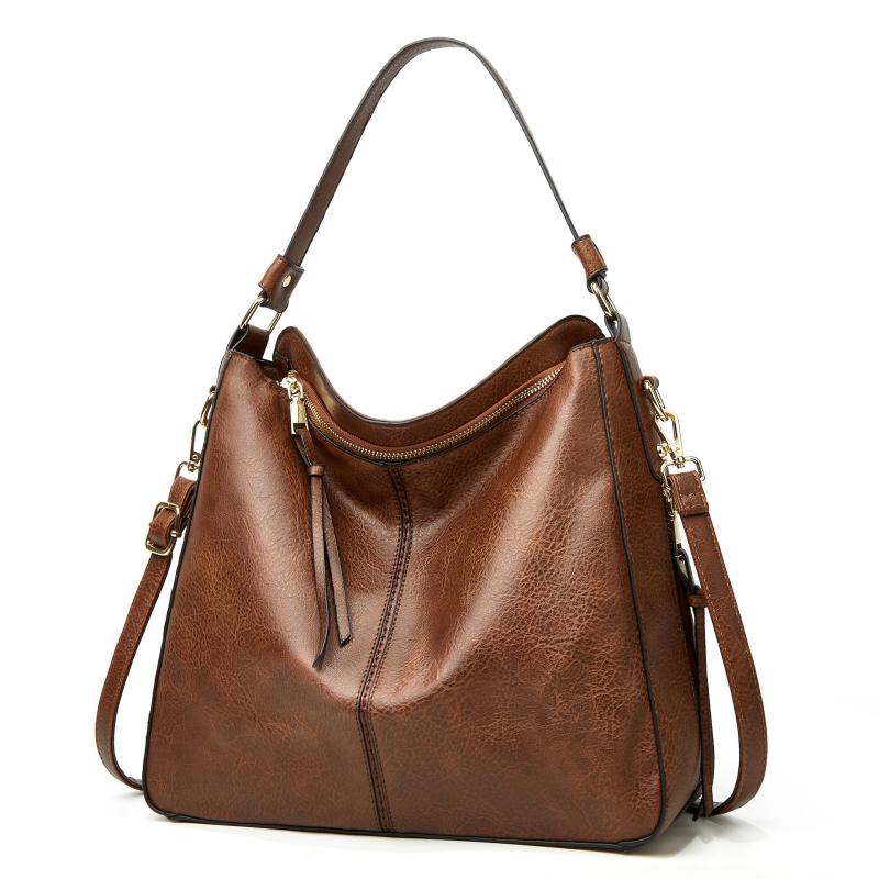 Faux Leather Shoulder Bag Large Crossbody Handbag