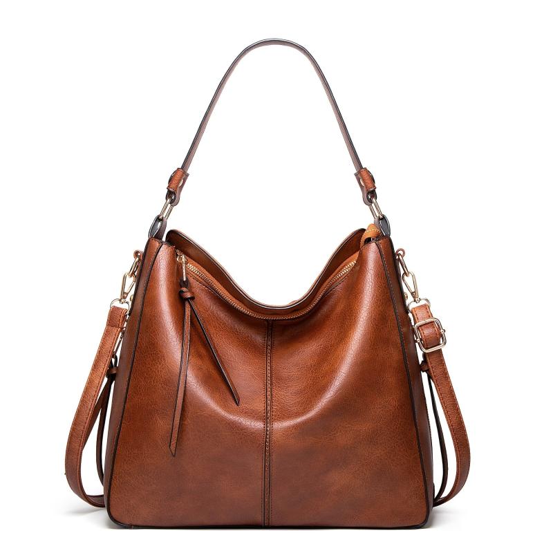 Faux Leather Shoulder Bag Large Crossbody Handbag