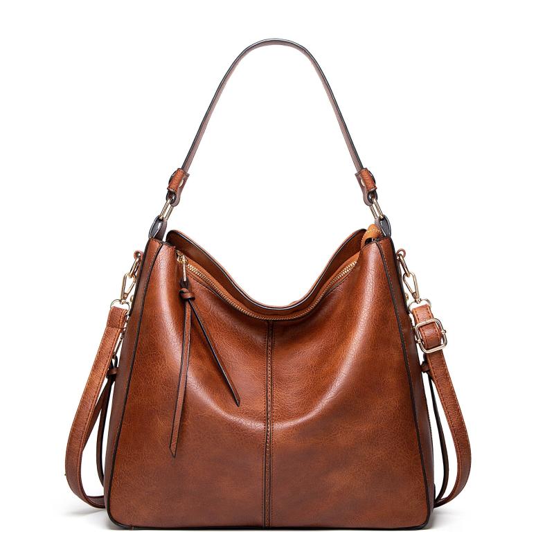 Faux Leather Shoulder Bag Large Crossbody Handbag