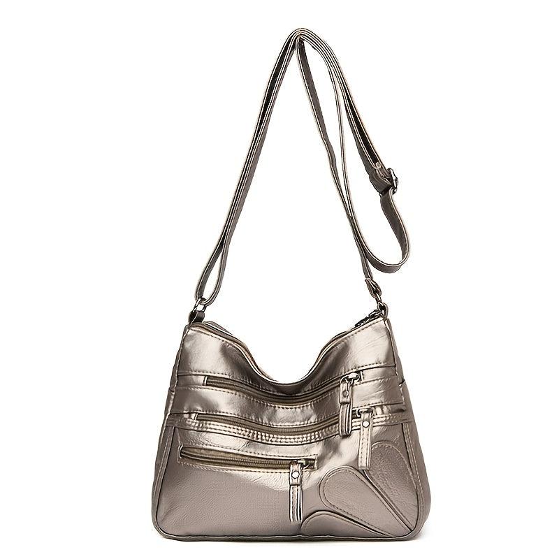 Faux Leather Shoulder Bag Crossbody Bag for Elderly Shopping