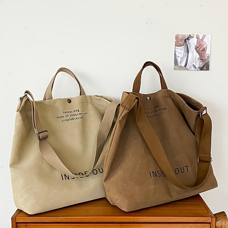 Casual Shoulder Bag Alphabet Print Handbag With Adjustable Strap