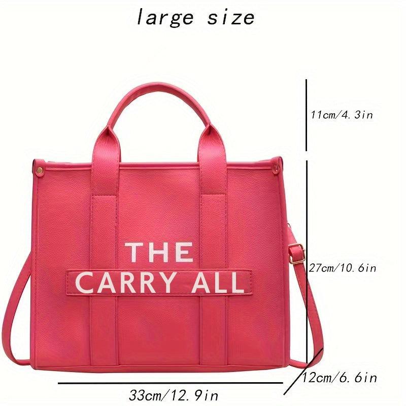 Letter Print Tote Bag PU Leather Handbag Women's Top Handle