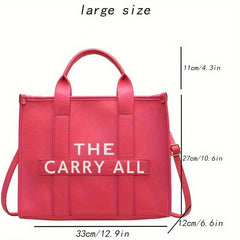 Letter Print Tote Bag PU Leather Handbag Women's Top Handle