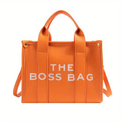 Letter Print Tote Bag PU Leather Handbag Women's Top Handle
