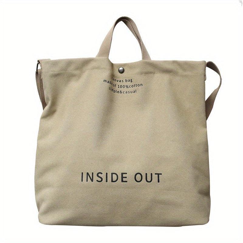 Letter Print Canvas Shoulder Bag Vintage Satchel Bag