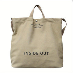 Letter Print Canvas Shoulder Bag Vintage Satchel Bag