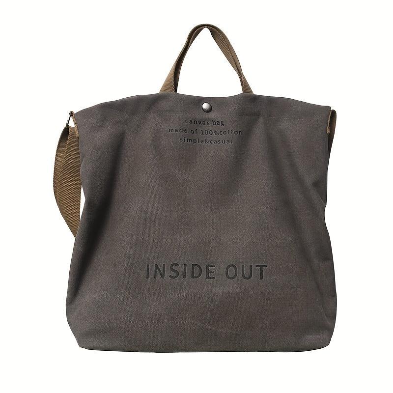 Letter Print Canvas Shoulder Bag Vintage Satchel Bag