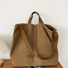 Letter Print Canvas Shoulder Bag Vintage Satchel Bag