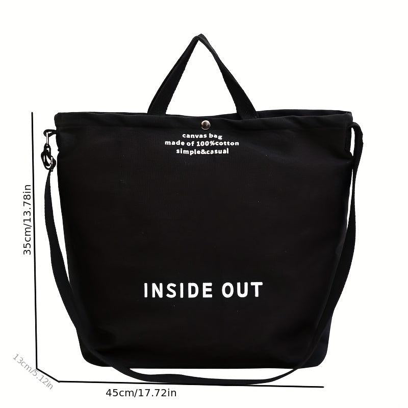 Letter Print Canvas Shoulder Bag Vintage Satchel Bag
