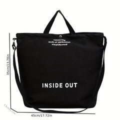 Letter Print Canvas Shoulder Bag Vintage Satchel Bag