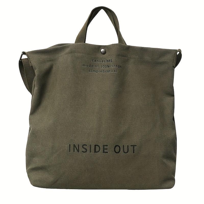 Letter Print Canvas Shoulder Bag Vintage Satchel Bag