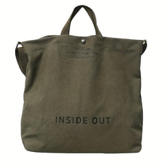 Letter Print Canvas Shoulder Bag Vintage Satchel Bag